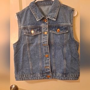 SHEIN Essnce Flap Detail Button Up Denim Vest Jacket